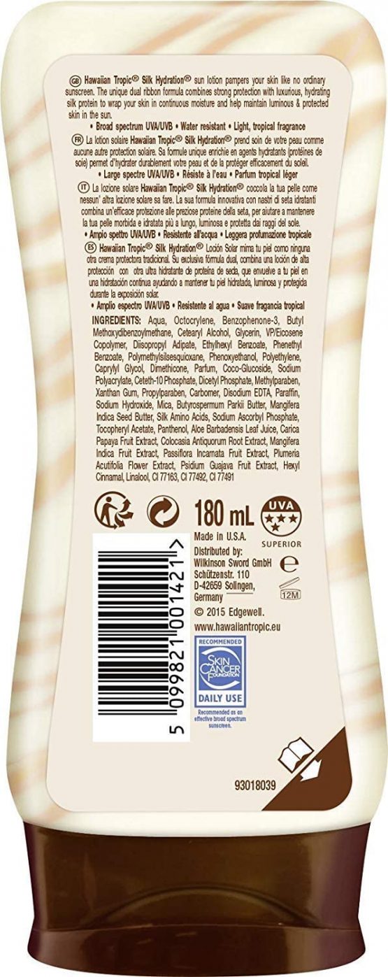 Hawaiian Tropic - Silk Hydration Protective SPF 50 - Protective Sun Lotion with Moisturizing and Water Resistant Silk Tapes, Tropical Sun Cream, Pack 3 units x 180 ml - Image 3