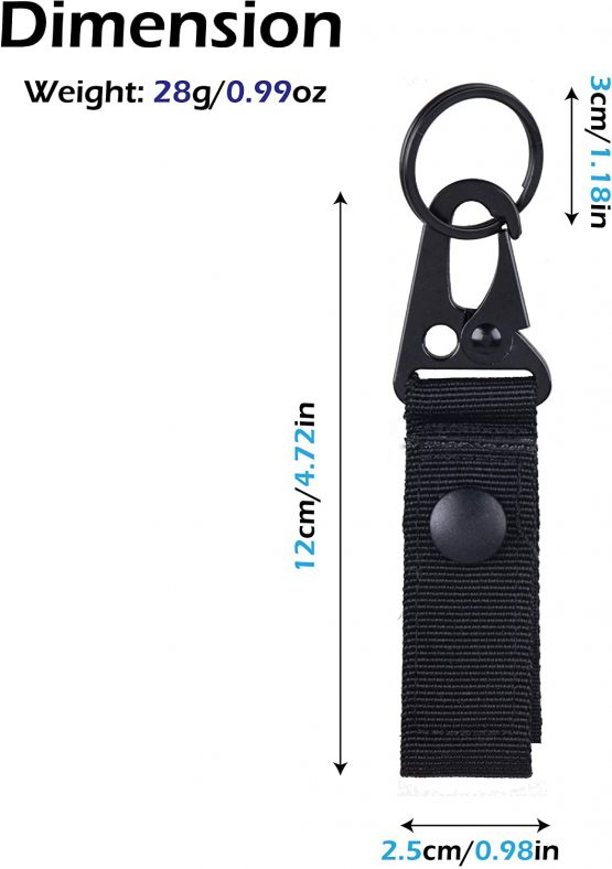 Azarxis Tactical Hanging Belt Webbing Carabiner Buckle Molle Strap Nylon Snap Hook Clip, Keychain Keyholder Ring Tactical Backpack Molle Clip for Climbing Hiking Outdoor (Army Green - Pack of 2) - Image 2