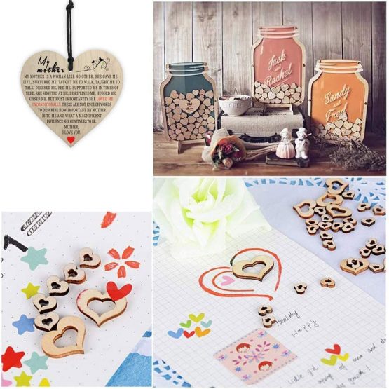TSKDKIT 500 Pcs Wooden Hearts for Crafting, Small Wooden Heart Confetti Wedding Wooden Heart Embellishments Craft Wood Heart Shapes Heart Pieces Slice for Decorations - Image 3