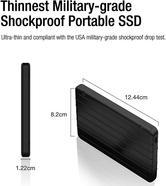 Silicon Power 512GB Rugged Portable External SSD Bolt B75 Pro USB 3.1 Gen 2 with USB-C to USB-C/USB-A Cables, Black - Image 2