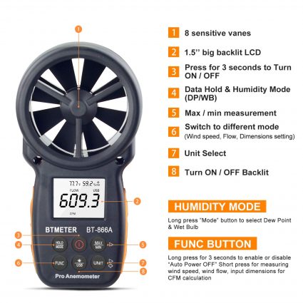 meter btmeter anemometer 866a