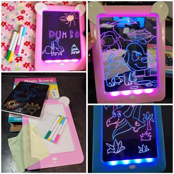 PHYLES Magic Drawing Board, Portable Writing Board, Handwriting Toys for Kids, Draw, Sketch, Art, Educational Toys and Gifts, Includes 10 Stencils, 4 Drawing Pens, 1 Cleaning Cloth (new blue) - Image 3