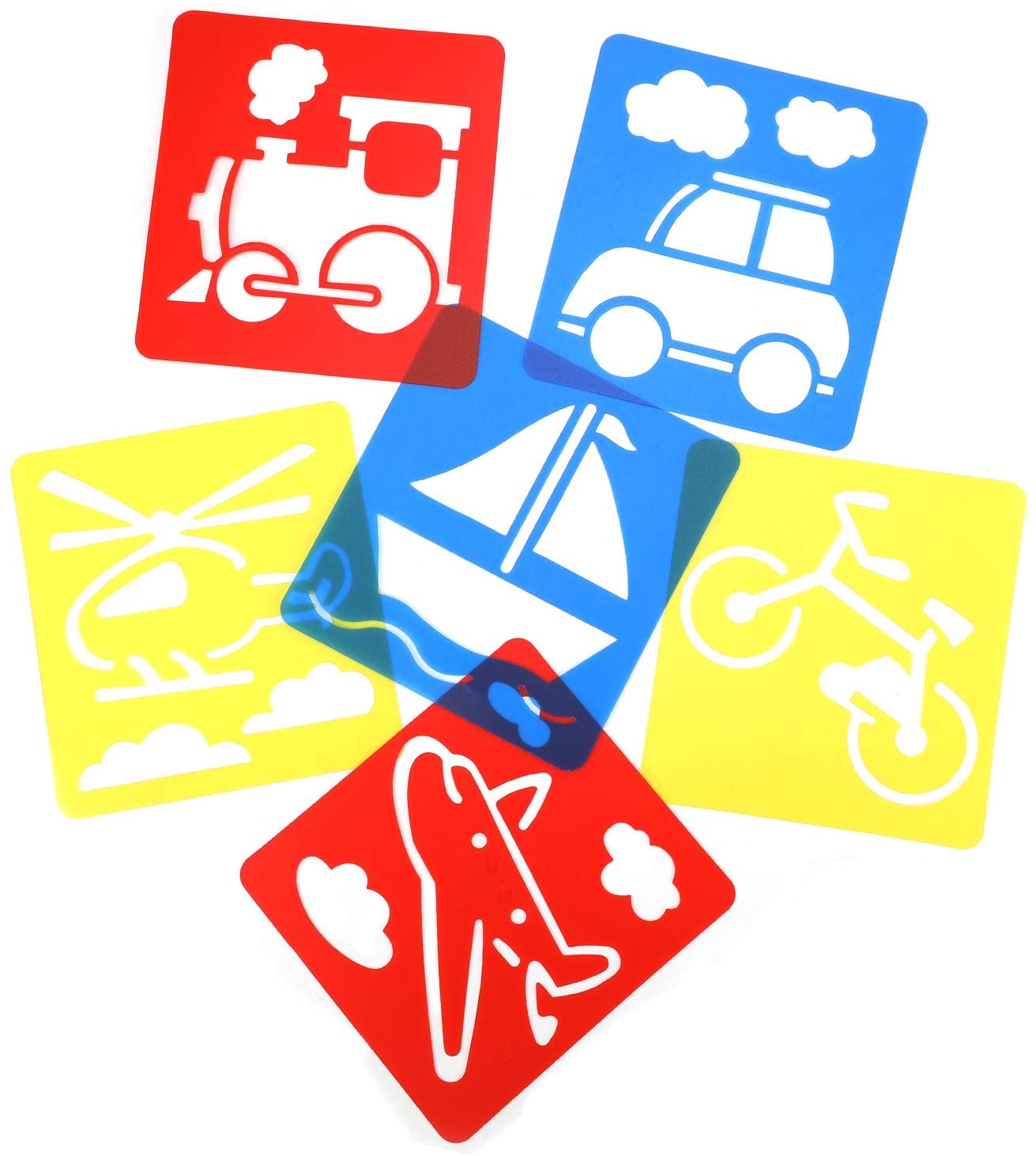 MWOOT 12 Pieces Shapes Stencils Template Set for Kids Children Drawing Craft,Washable Plastic Painting Template with Transport Tool Animals for Painting Learning - Image 4