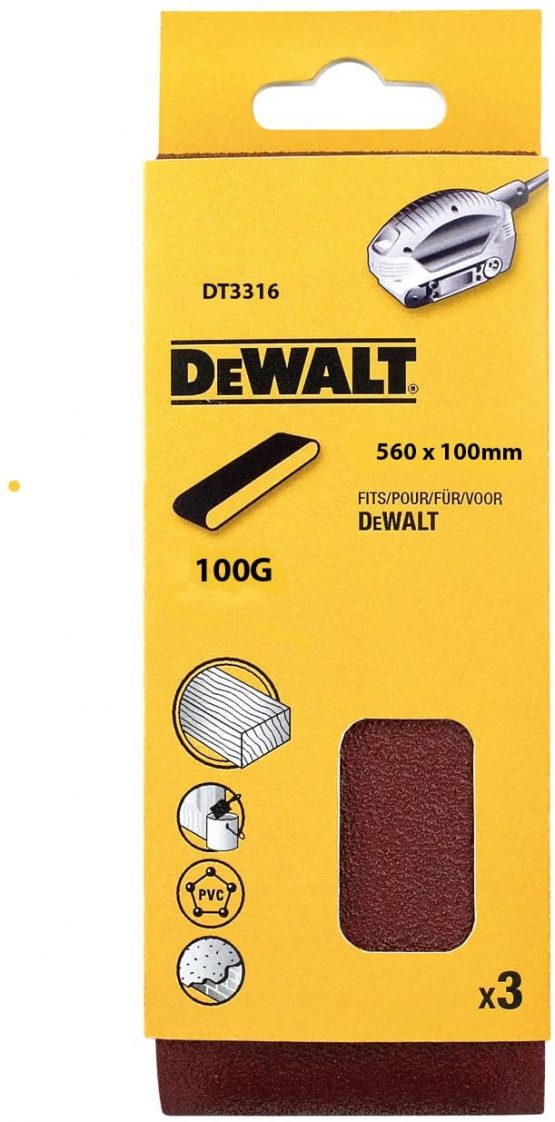 DeWalt DT3663QZ 356 x 64mm x 100g Sand Belts (3 Pieces) - Image 2