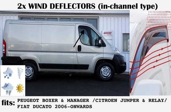 OEMM Set Of 2 Wind Deflectors IN-CHANNEL Type Compatible with CITROEN RELAY JUMPER, PEUGEOT BOXER, FIAT DUCATO, 2006 TO 2020 MODELS window deflectors Acrylic Glass - Image 2