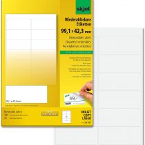 SIGEL LA221 Universal Removable Labels, 9.91 x 4.23 cm, 300 lbl = 25 sheets, white
