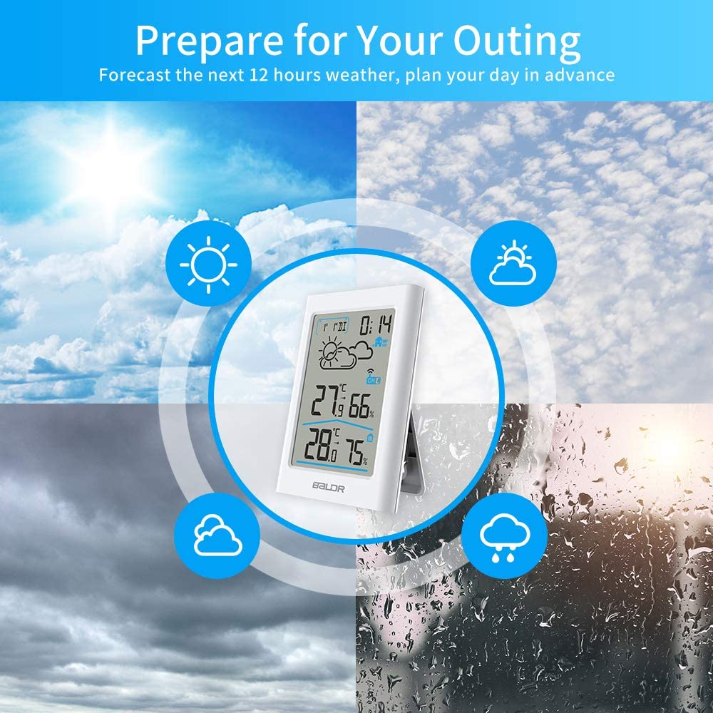 CABLETRANS Wireless Weather Station with Outdoor Sensor, Digital