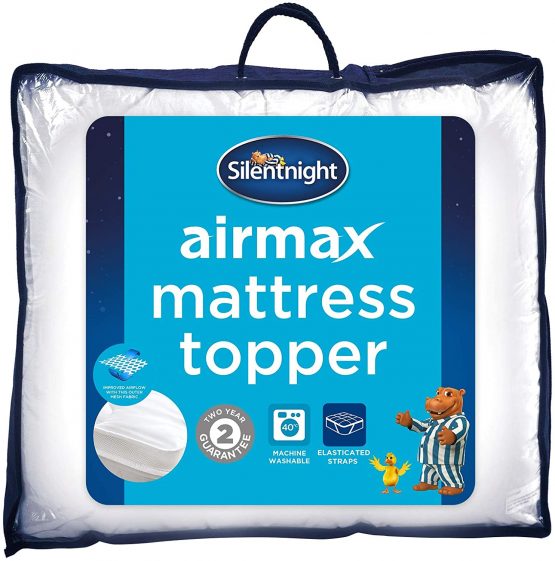 Silentnight Airmax Mattress Topper - Deep Thick Best Mattress Toppers Pad Breathable Cooling Soft Comfy Plump for Home Sofa Bed Caravan - Machine Washable Hypoallergenic Bed Toppers