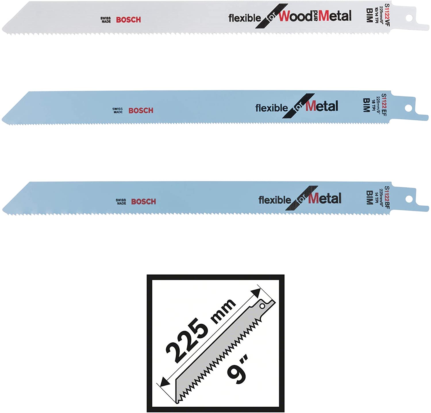 Bosch 2607010906 Jigsaw Blade-Set for Wood/Metal, 0 V, White/Blue, Set of 6 Piece - Image 2