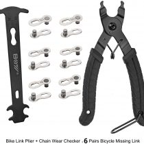 Bike Link Plier + Chain Wear Gauge + 6 Pairs Bicycle Missing Link, Chain Plier Quick Link Plier for 6/7/8/9/10 Speed Chains Repair | Professional Bicycle Chain Tool Kit