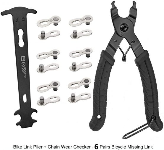 Bike Link Plier + Chain Wear Gauge + 6 Pairs Bicycle Missing Link, Chain Plier Quick Link Plier for 6/7/8/9/10 Speed Chains Repair | Professional Bicycle Chain Tool Kit