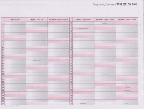 BIND B260220 – Calendar Insert for Manager Calendar A6 – Year 2020, 1 Week / 2 Pages, Diary with System - Image 4