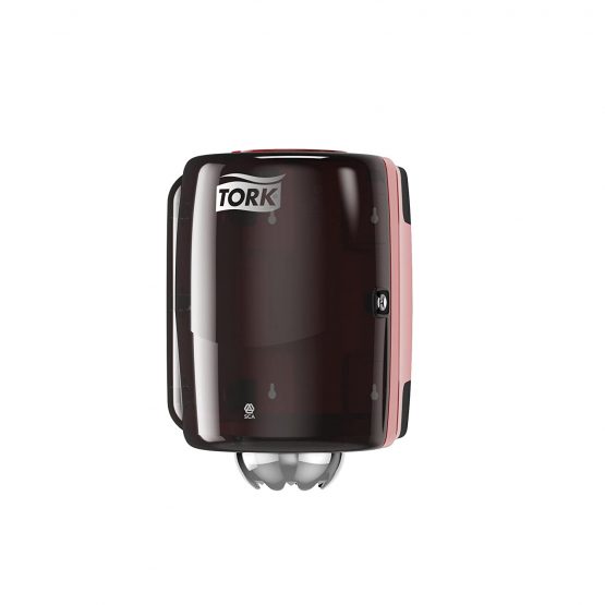 Tork 659008 Centrefeed Dispenser M2 / Paper Dispenser Suitable for M2 Paper Rolls Centrefeed System Big/Wipe Dispenser Wall Mounted/Performance Design Black-Red
