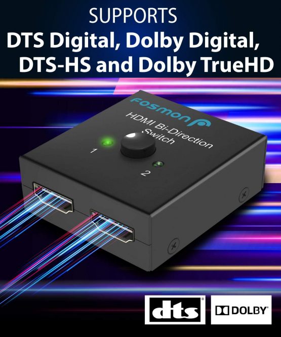 Fosmon 2-Port HDMI 2.0 Switch 4K 60Hz, 2x1 / 1x2 Bi-Directional HDMI Switcher UHD 4Kx2K 3D HD 1080p HDCP, 2 Input 1 Output Splitter Hub Compatible with HDTV, PS4, Xbox One, Apple TV, Roku, Fire Stick - Image 3