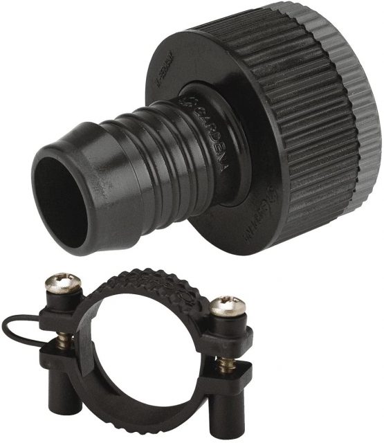 GARDENA Sprinklersystem adapter piece: Tap connection piece, accessories for GARDENA Pipeline and Sprinklersystem, for a pressure-resistant hose connection, including hose clip (1513-20)