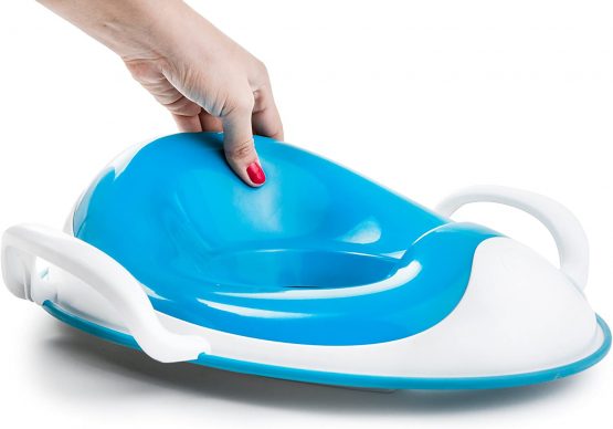 Prince Lionheart Weepod® Toilet Trainer SQUISH | Cushion Top | Anti-Microbial | Toilet Training | Splash Guard | Support Handles | Storage Loop |Wipe Clean | Strong & Sable – Berry Blue - Image 4