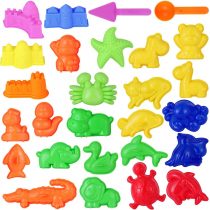 TOYMYTOY Kids Beach Toys Sand Play Toys Sand Models Set - Safari Animals, Sea Creatures, Mini Castles, Tools Kit - Summer Outdoor Fun