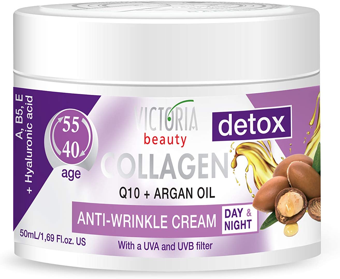 Victoria Beauty Face Cream for Mature Skin (Age 40-55), Day and Night Anti Aging Anti Wrinkle Moisturiser with Collagen