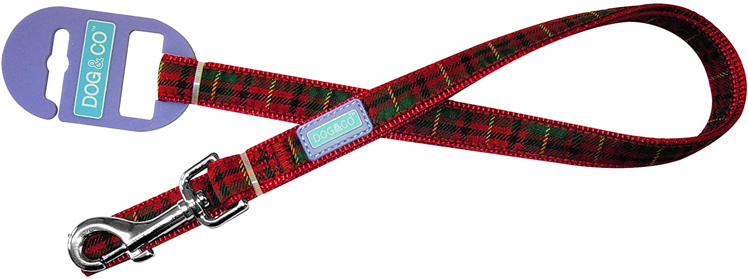 Dog & Co Tartan Lead, 48-inch, Red, Red Tartan, 121.9 cm (Pack of 1)