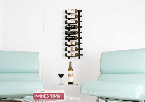 VintageView Wall Series 3 Wall Mounted Metal Wine Rack (915mm, 9 Bottles, Satin Black) - Image 3