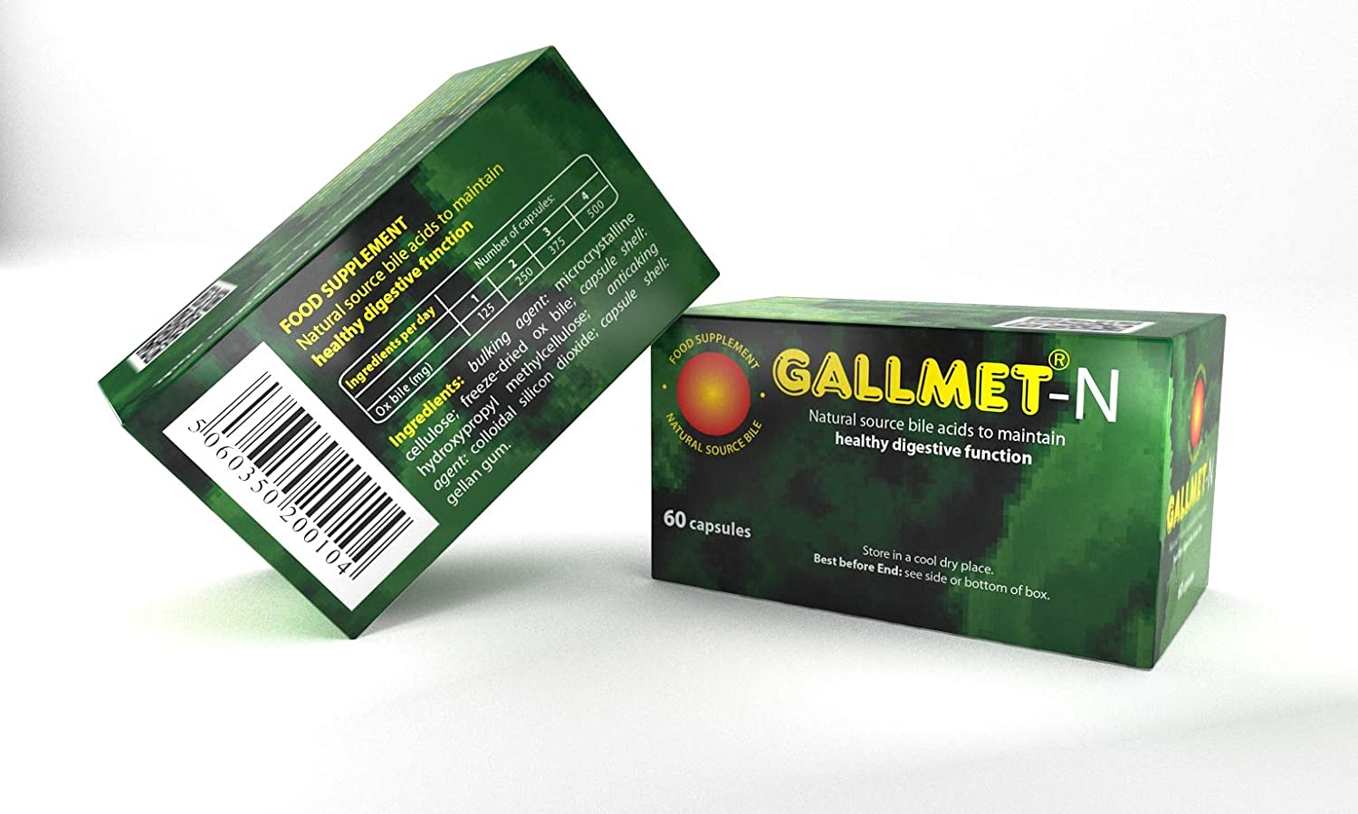 GALLMET Natural 60 Ox Bile 125mg Bile Salt Naturally Support After Gallstones Gallbladder Digestive Problems Fat Digestion