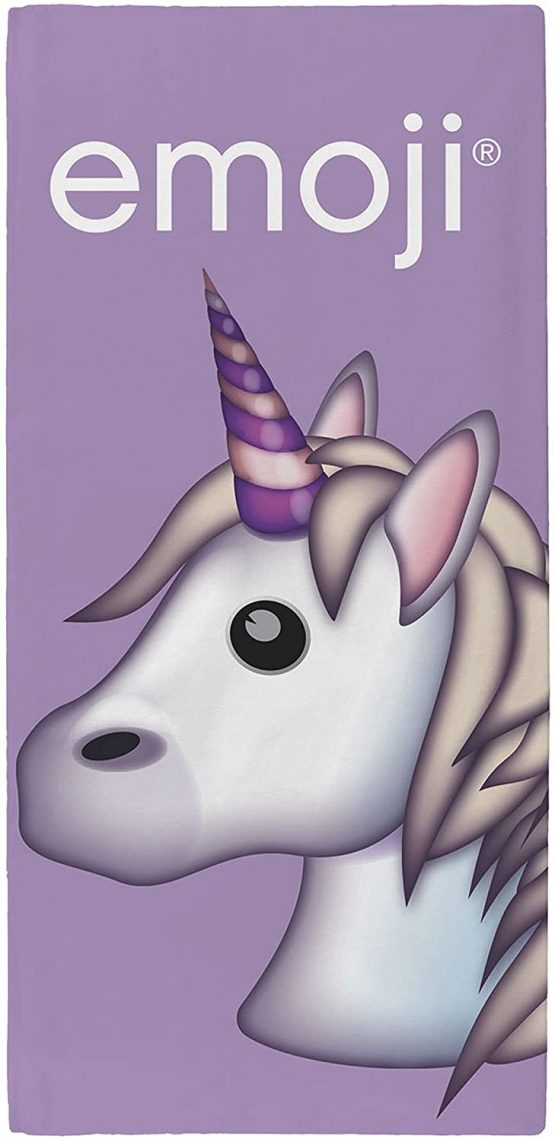 Emoji Unicorn Towel, Cotton, Lilac, 70 x 0.5 x 140 cm