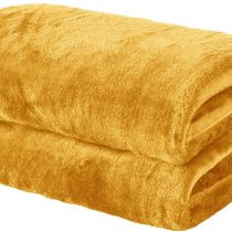 Brentfords Super Ultra Soft Flannel Fleece Blanket Throw Over Large Fluffy Warm, Ochre Yellow - 120 x 150cm