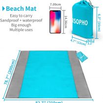 Reinforced Edging for Beach Camping Extra Large 210 x 200cm Beach blanket Waterproof Sandproof Water Resistant Picnic Blanket with 4 Fixed Nails ISOPHO Beach Mat Picnic Blanket Hiking & Picnic