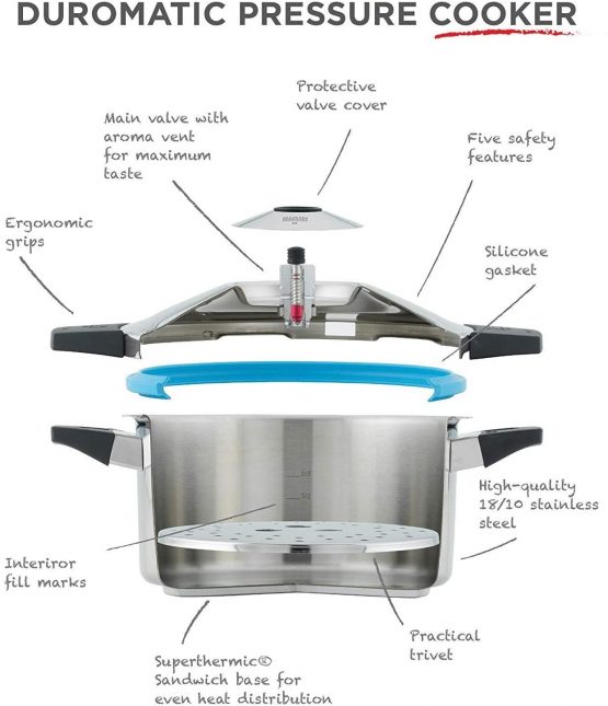 Kuhn Rikon Duromatic Inox Stainless Steel Pressure Cooker with Side