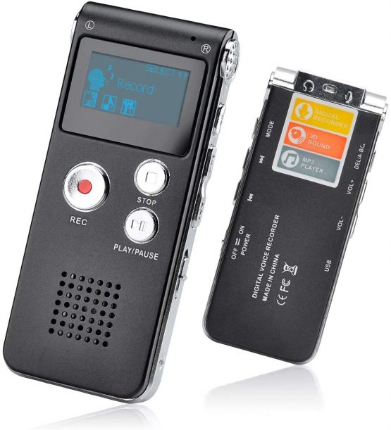 Lychee 8GB Voice Recorder USB Rechargeable Dictaphone LCD Recorder with Multifunctional Digital Audio and MP3 Player (Black) - Image 2