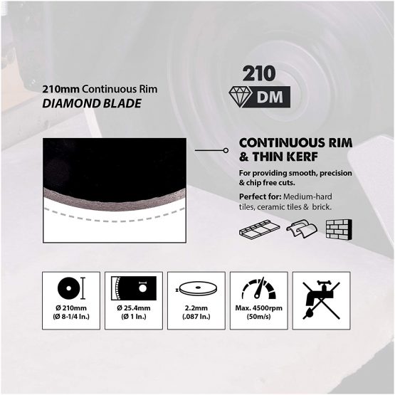 Evolution Power Tools RAGEBLADE210DIAMOND Rage Diamond Continuous Rim Blade 210 x 25.4mm, 210 mm - Image 4