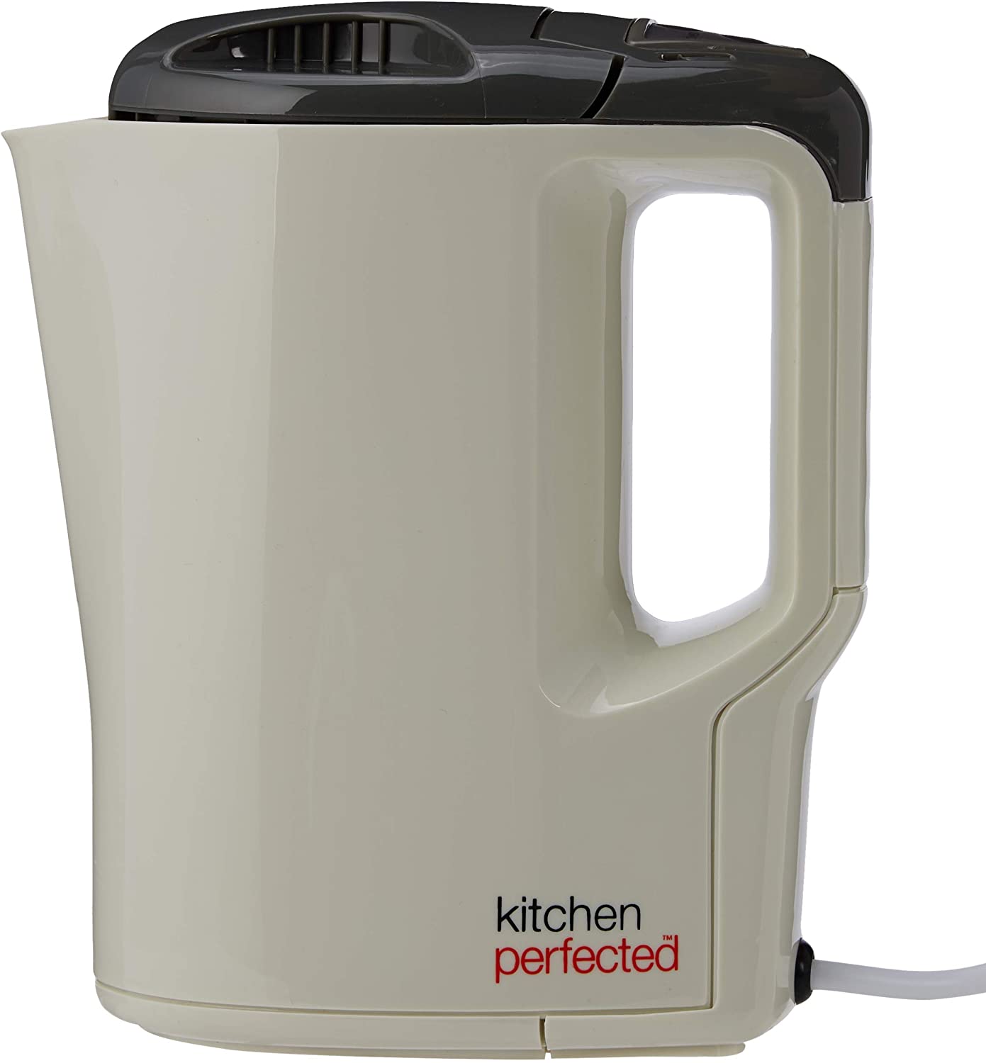 KitchenPerfected 1000w 0.9Ltr Corded Lightweight Travel Kettle with 2 cups - Cream - E1201WI, Corded Cream, 0.9 Litres