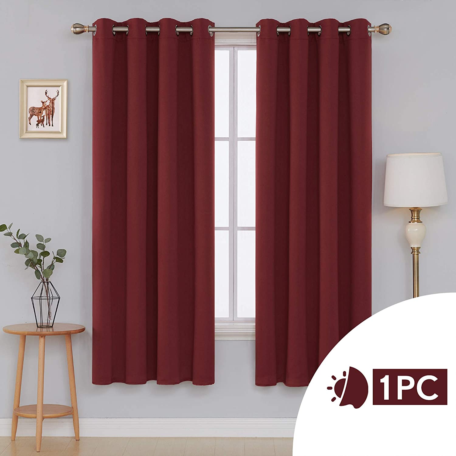 Deconovo Christmas Decorations Ring Top Door Curtain 84 Inch Drop Thermal Insulated Red Blackout Curtain for Living Room 52"x 84" Red 1 PANEL - Image 2
