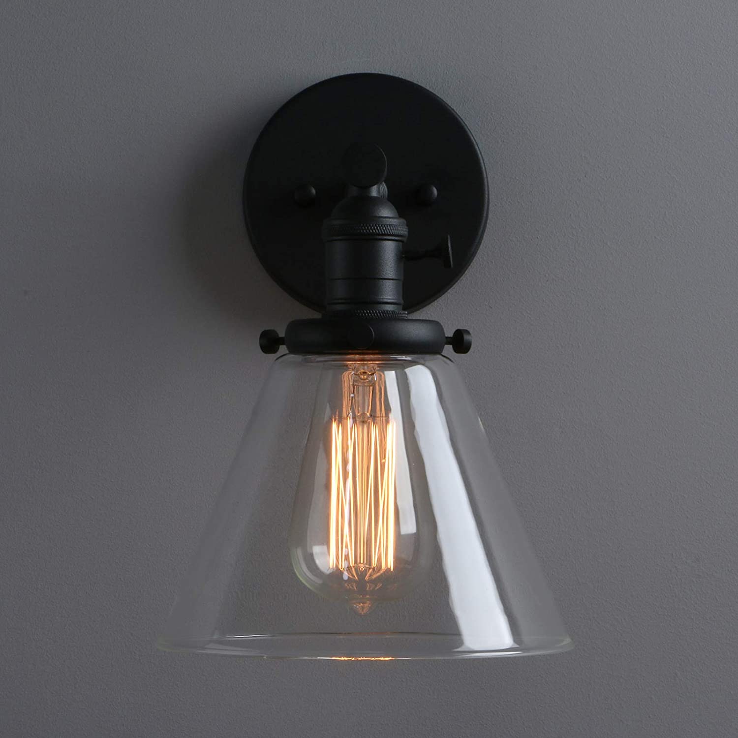 Phansthy Edison Industrial Wall Sconce 7.3 inch Vintage Brass Glass Wall Light Fixture Decorative Lighting for Kitchen Living Room - Image 3