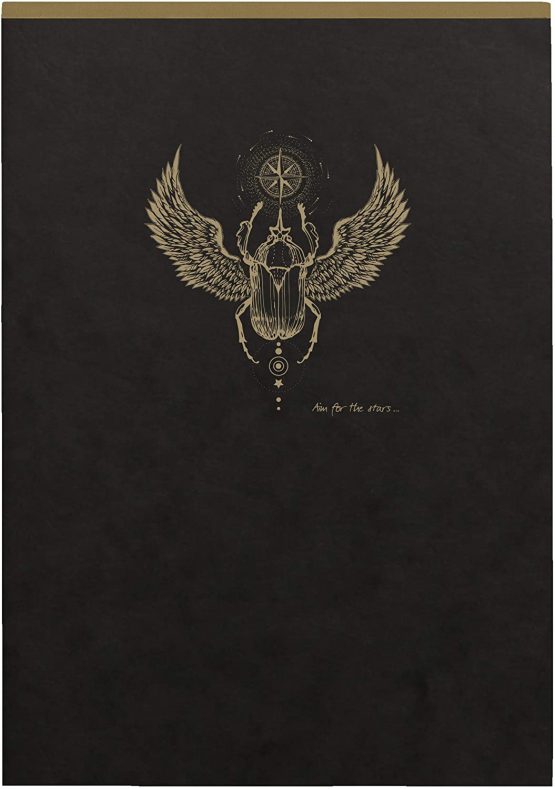 Clairefontaine 102636C Glued Pad with Flying Spirit Kraft Header 140 Removable Ivory Pages 14.8 x 21 cm 90 g Lined Glossy Card Cover Black Random Design - Image 3