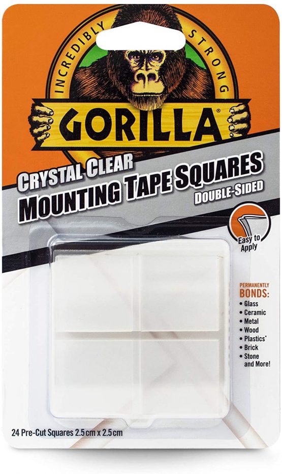 Gorilla 3044110 Mounting Tape Squares Crystal Clear