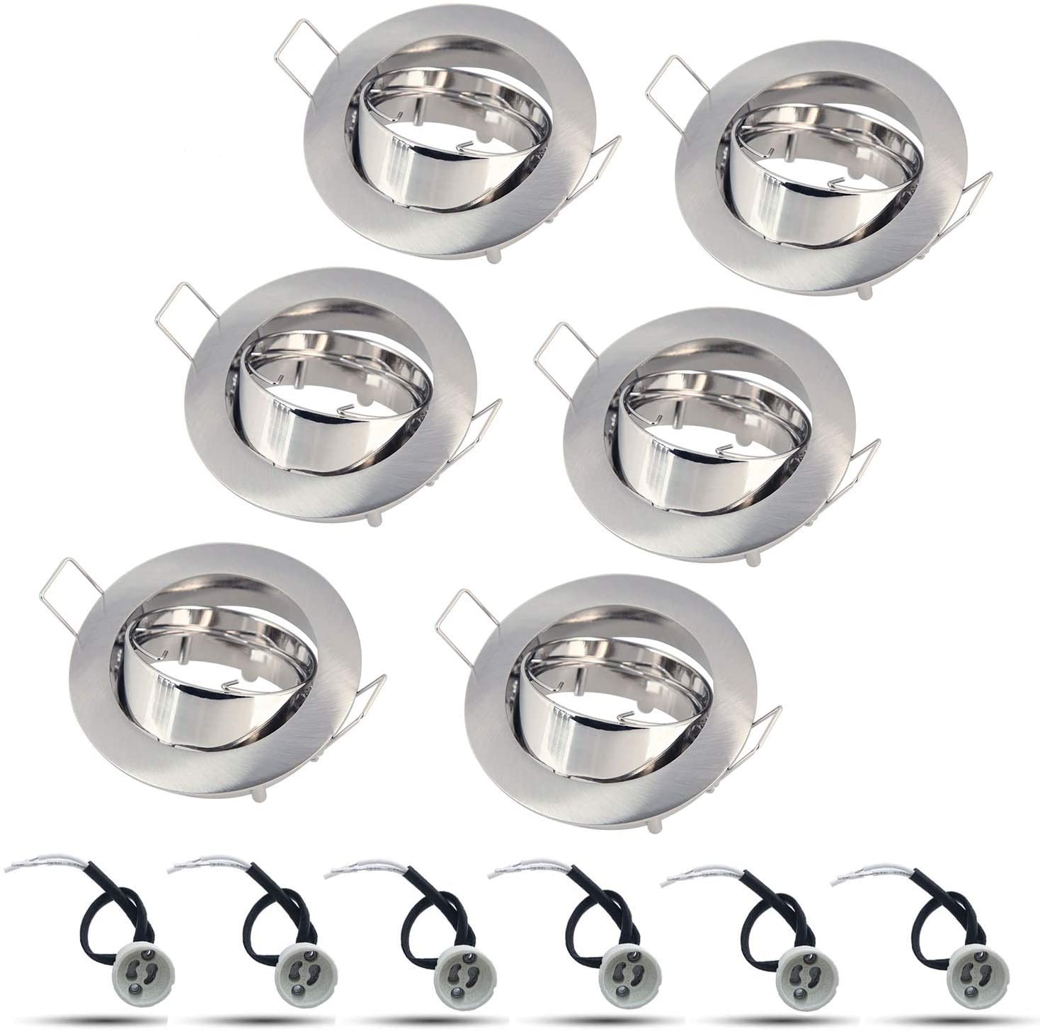 BlueXP 6 Pack Round GU10 LED Recessed Spotlights Trim Rings Fitting
