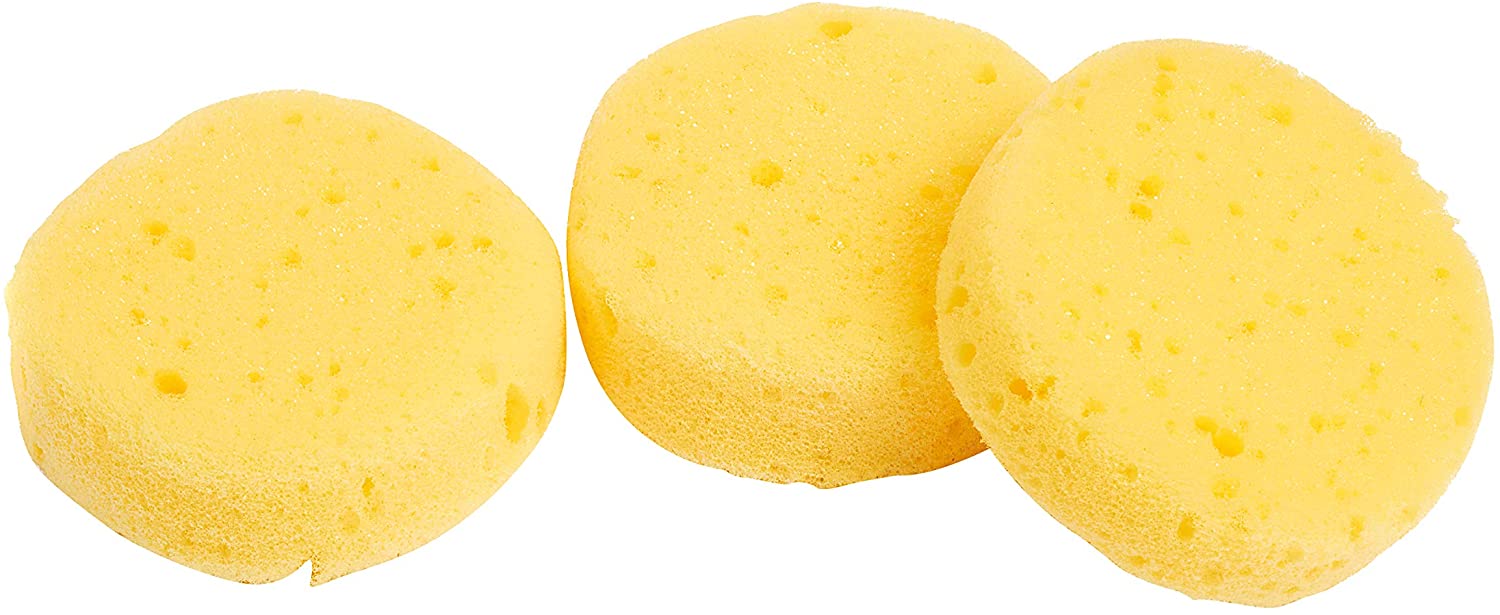 Rayher 3824100 Set of Three Synthetic Artist Sponges for Acrylic Painting and Crafts Round Craft Sponges with a Diameter of 7 cm