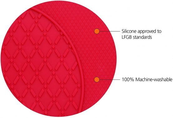 KitchenCraft MasterClass Heat and Water Resistant Oven Glove, Silicone/Cotton, Black/Red - Image 3