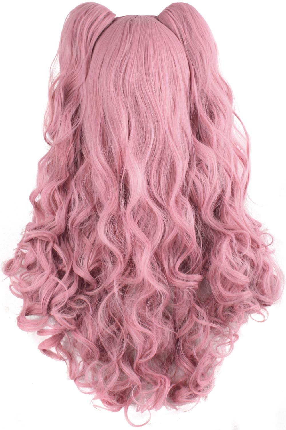MapofBeauty Lolita Long Curly Clip on Ponytails Cosplay Wig (Rouge Pink) - Image 4