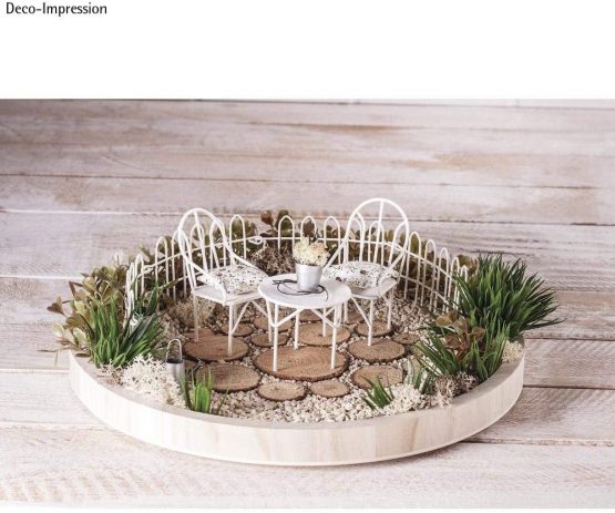 Rayher 46234102 Miniature Garden Furniture Set for Fairy Garden, Doll House and Terrarium Craft, 3 pieces, white - Image 3