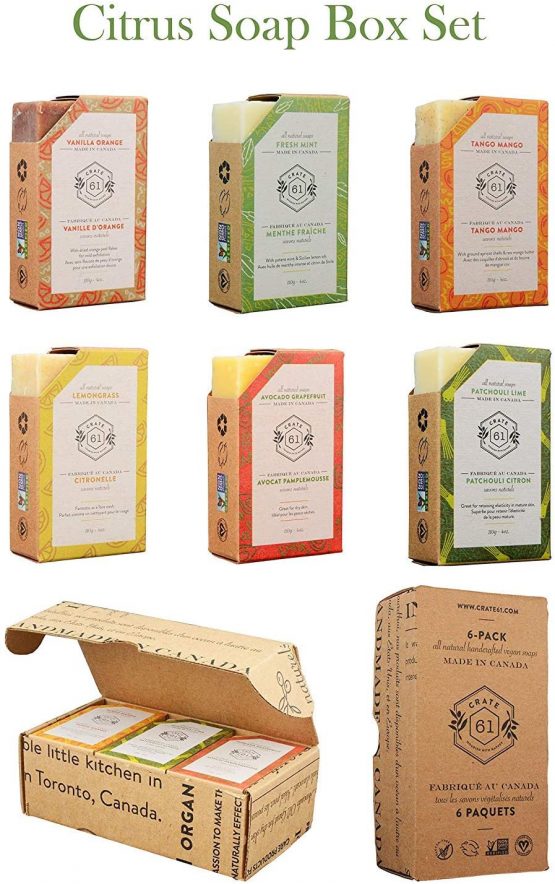 Crate 61 Citrus Soap 6-Pack Box Set, 100% Vegan Cold Process Bar Soap, scented with premium essential oils and natural flavors - Image 2