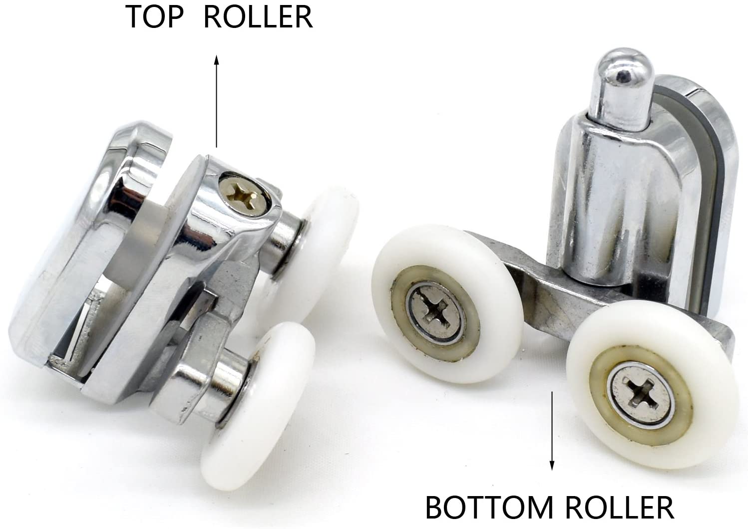 Shower Door Fixing Pulleys in Chrome - 2x Top & 2x Bottom - Fits Glass 4-6mm (25mm) - Image 4