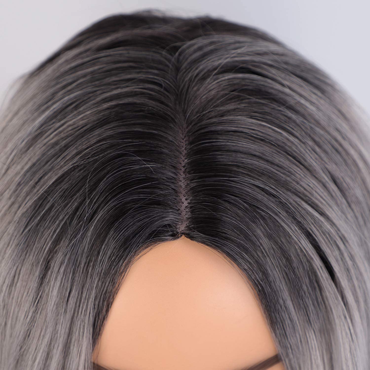 ColorfulPanda Ombre Grey Long Wigs for Women with Dark Roots Black Long Wavy Curly Wig Cosplay Party or Daily Use - Image 3