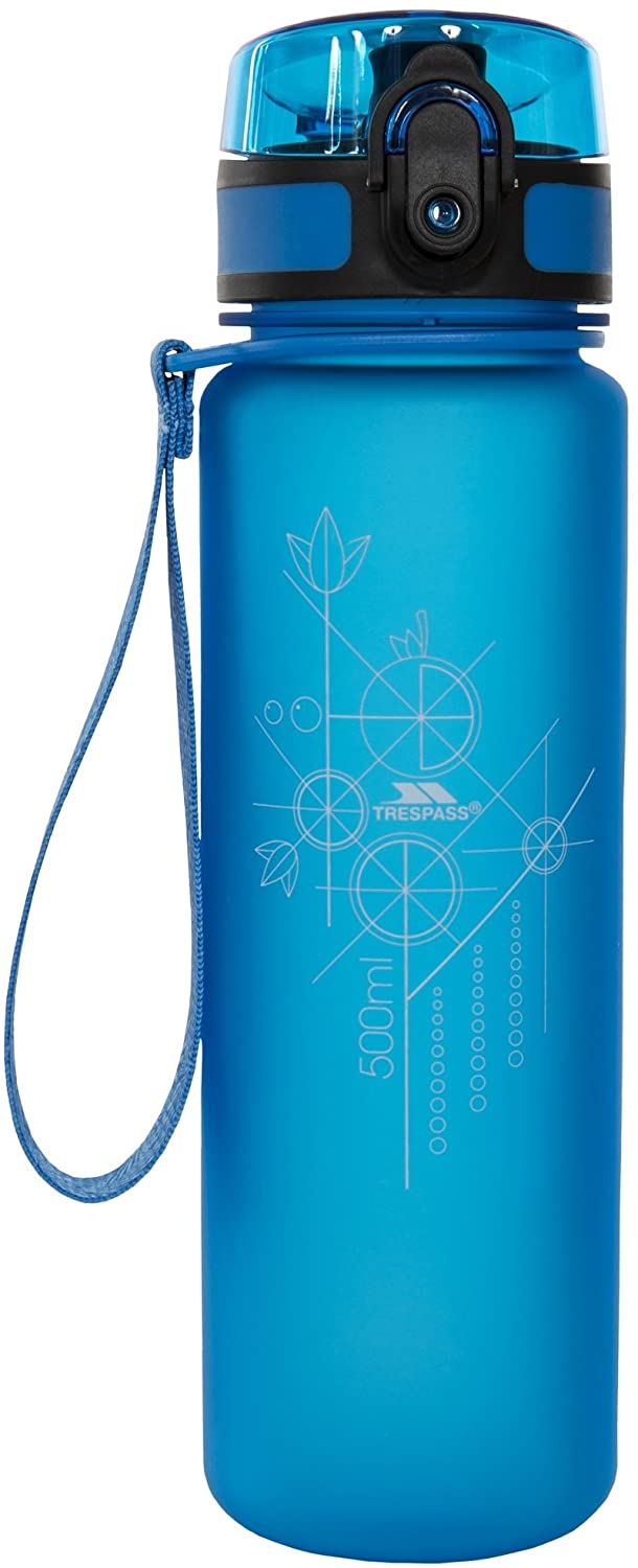Trespass Unisex Water Bottle Flintlock - BPA-Free Plastic, Lockable Flip Lid, Tritan Sports Bottle, Wrist Strap, 500ml Capacity