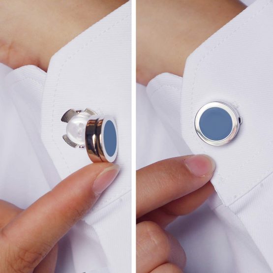 HONEY BEAR Cuff Button Covers Round White Sea Shell/Black Onyx Agate Stone Cufflinks - Stainless Steel for Mens Ordinary Shirt Wedding Business Gift - Image 4