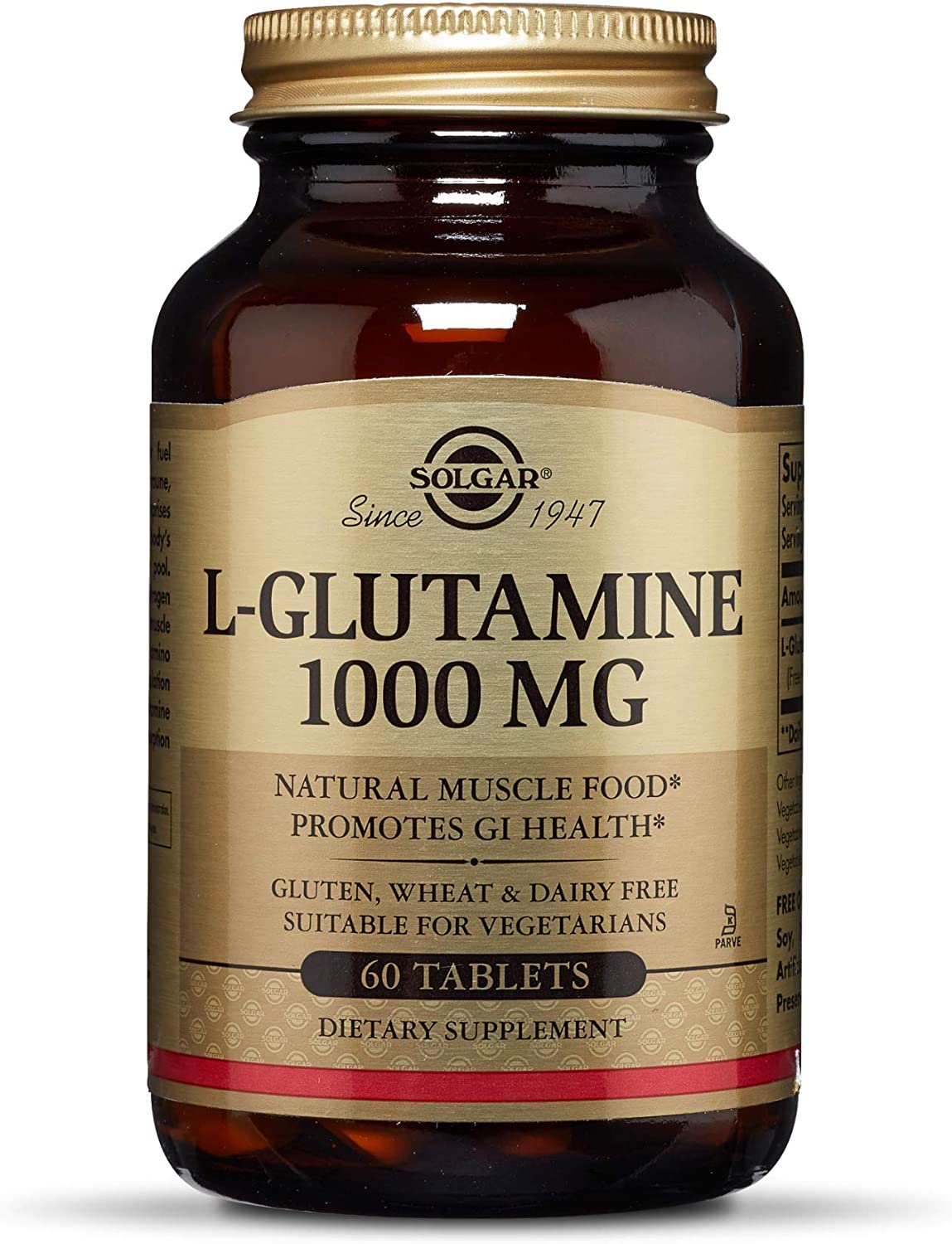 Solgar L-Glutamine 1000 mg Tablets, Pack of 60, Supports Muscle Function, for Active Lifestyles
