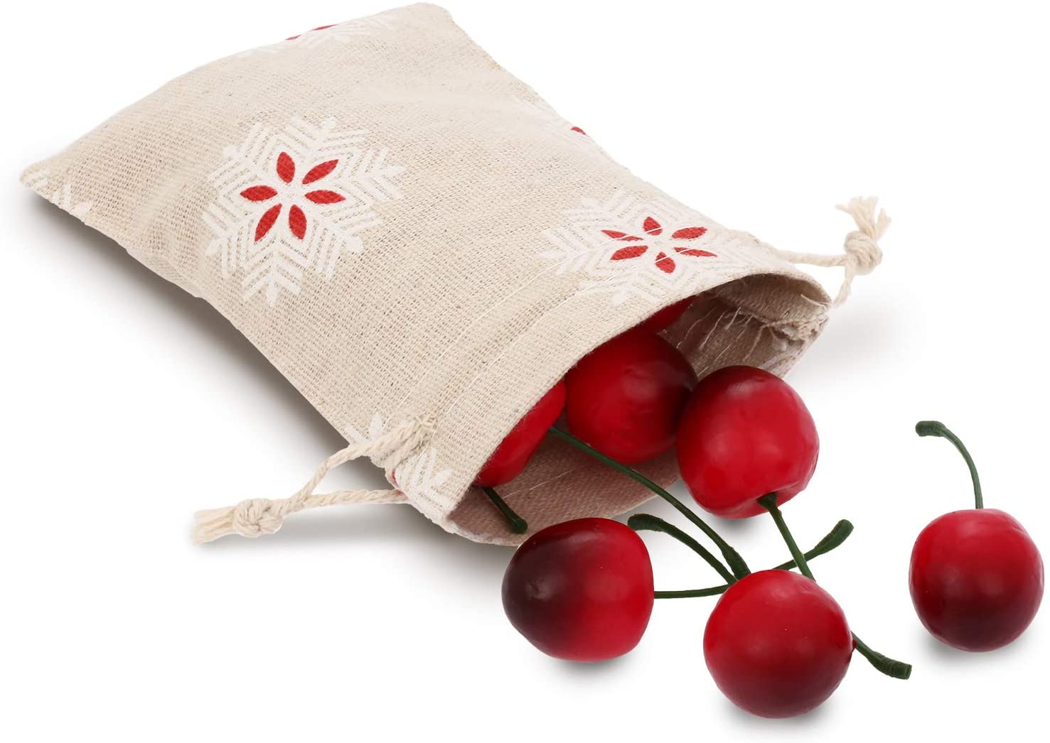 Boao 38 Pieces Christmas Snowflake Burlap Bags Burlap Pouch with Drawstring Small Treat Bags for Winter Christmas Party Supplies - Image 4