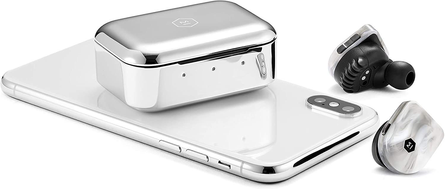Master & Dynamic MW07 True Wireless Earphones, White Marble - Image 3