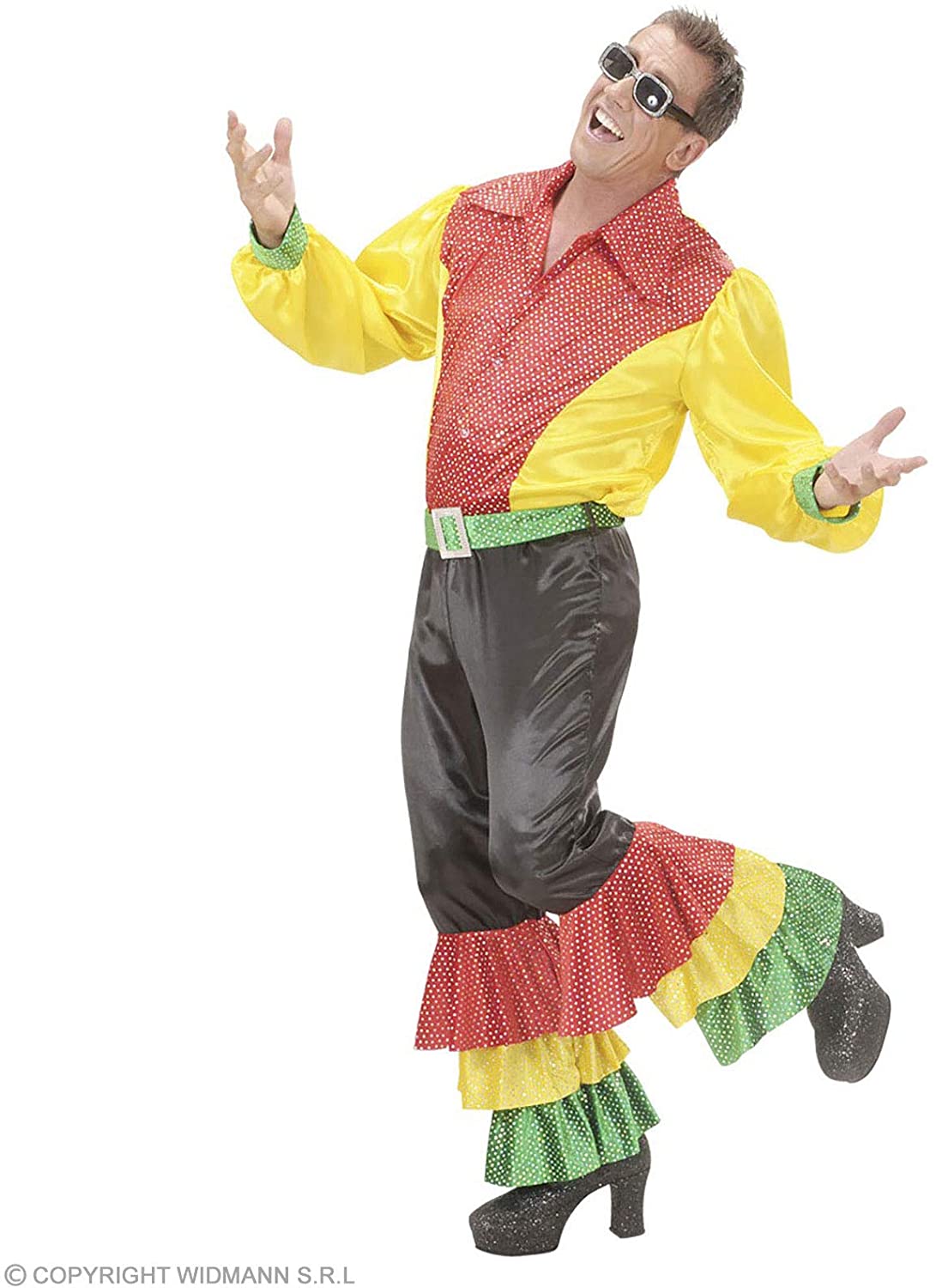 Sat & Velv Shirts withSequins 3Cols Mens Costume Large for 70s Travolta Night Fever Theme Fancy Dress, Mehrfarbig - Image 2
